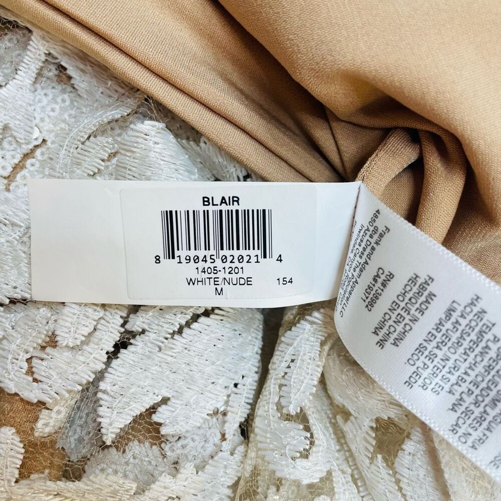 Dress The Population Blair Dress White Nude Sequin Lace Fit and Flare Dress Size - Picture 9 of 12